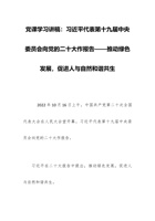 党课学习讲稿：习近平代表第十九届中央委员会向党的二十大作报告——推动绿色发展，促进人与自然和谐共生 封面