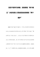 党员干部学习讲稿：深刻领悟“两个确立”决定性意义 更加坚定自觉做到“两个维护” 封面