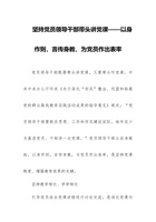 坚持党员领导干部带头讲党课——以身作则，言传身教，为党员作出表率 封面