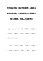 学习宣讲讲稿：习近平代表第十九届中央委员会向党的二十大作报告——发展全过程人民民主，保障人民当家作主 封面